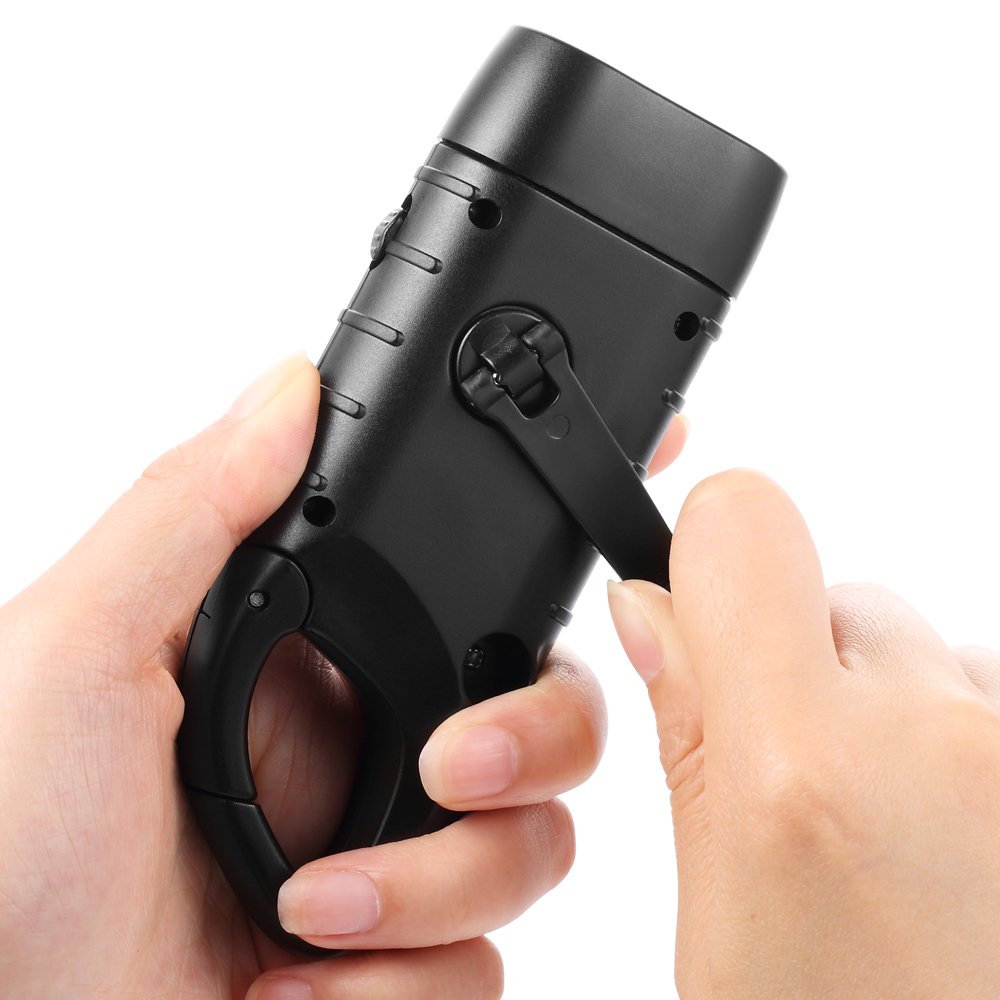 Simpeak 2-Pack Hand Crank Solar LED Flashlight Emergency Survival Dynamo Torch for Outdoor Sports Black - View 2 of 8