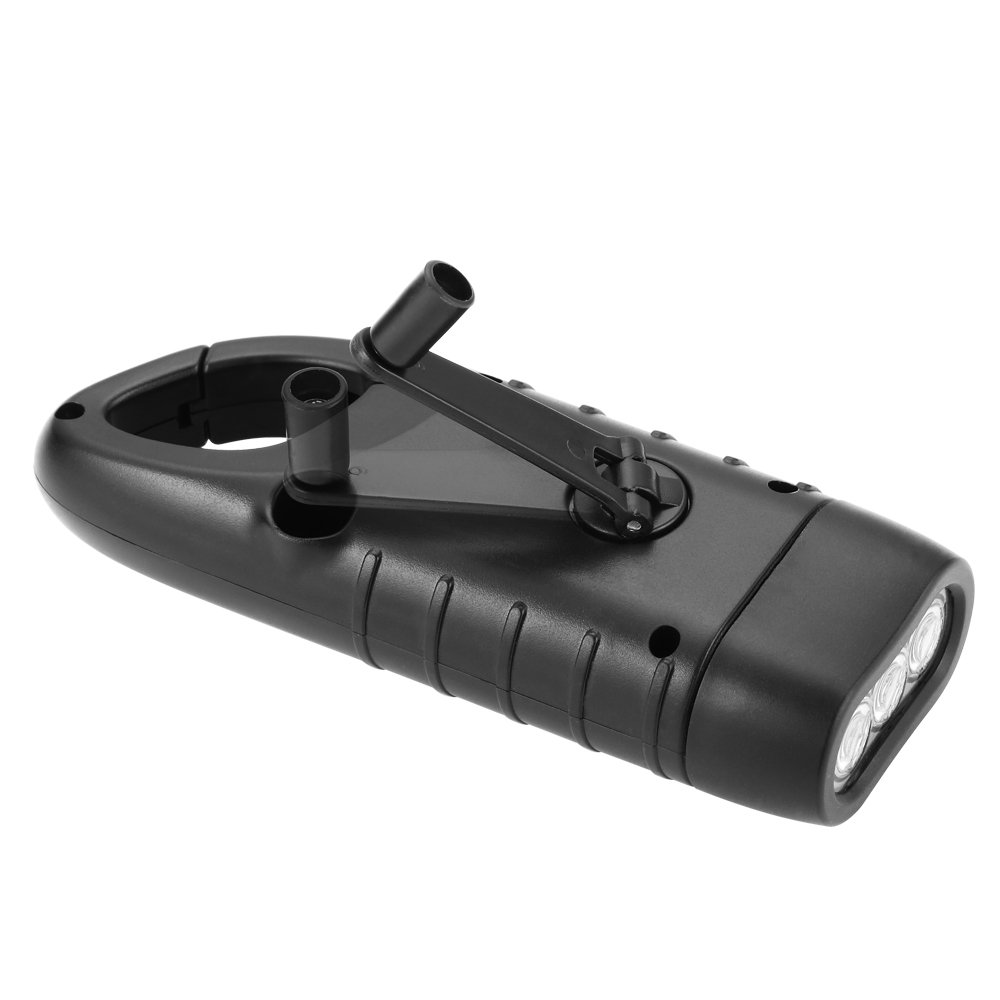 Simpeak 2-Pack Hand Crank Solar LED Flashlight Emergency Survival Dynamo Torch for Outdoor Sports Black - View 5 of 8