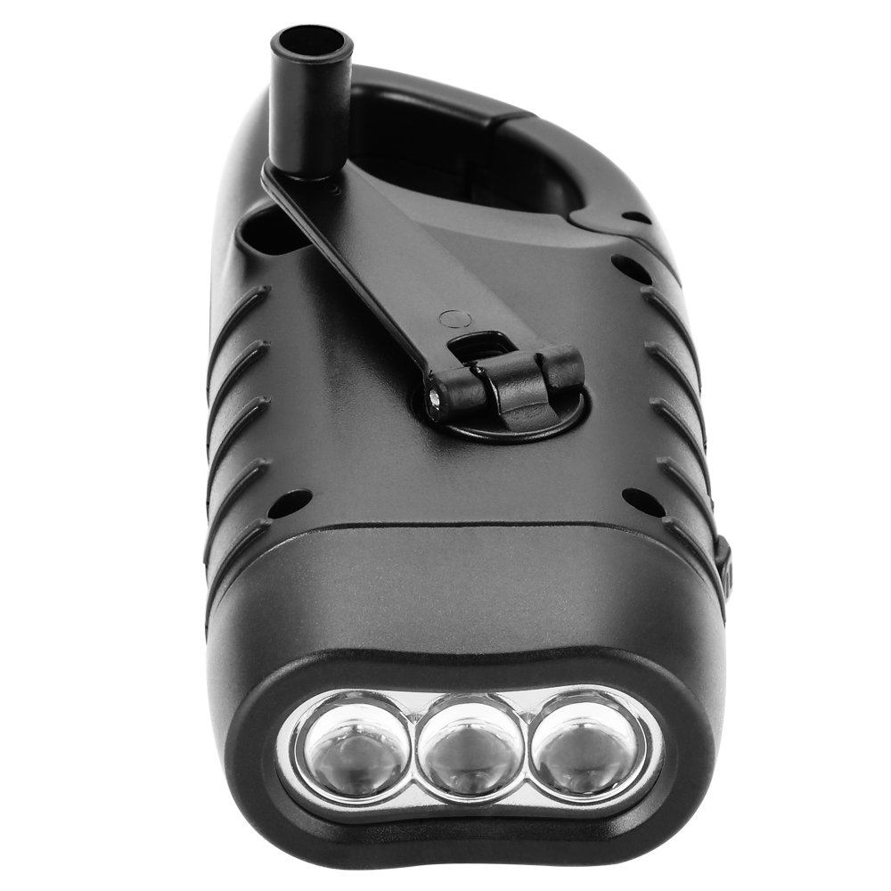 Simpeak 2-Pack Hand Crank Solar LED Flashlight Emergency Survival Dynamo Torch for Outdoor Sports Black - View 6 of 8