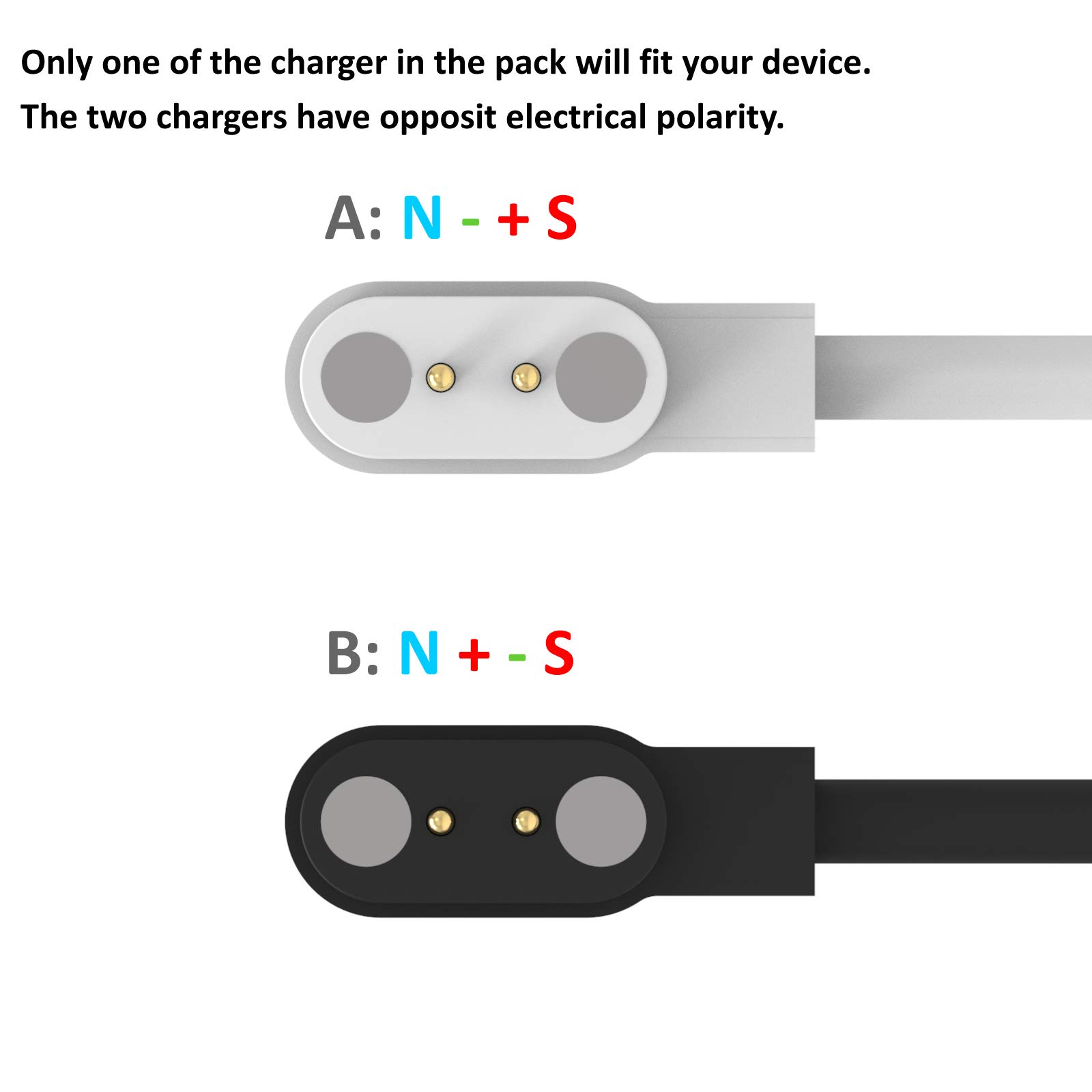FitTurn Charger for ID205L ID205U ID205S SW021 Smart Watch Magnetic Replacement Charging Dock Cables Black White - View 2 of 9