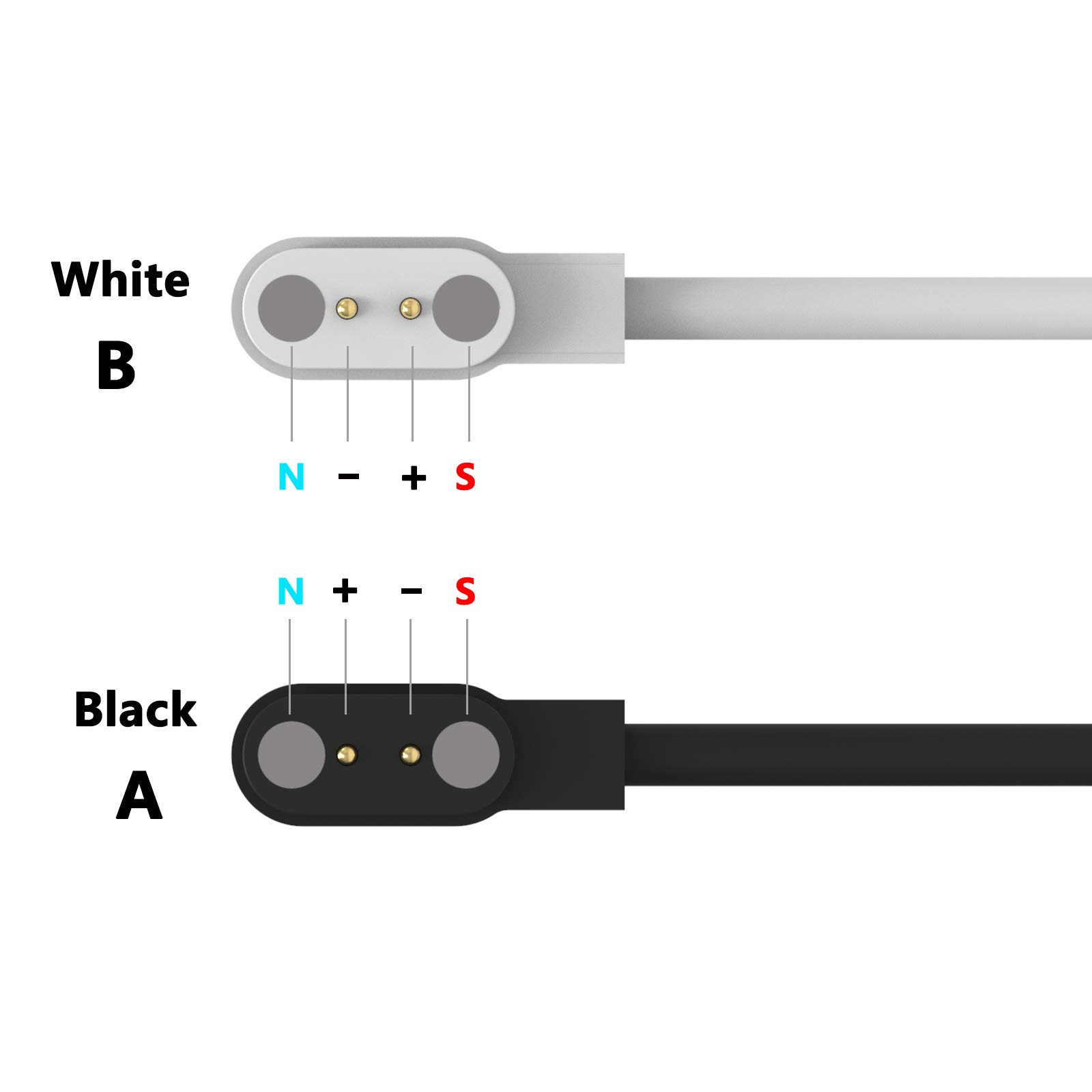 FitTurn Charger for ID205L ID205U ID205S SW021 Smart Watch Magnetic Replacement Charging Dock Cables Black White - View 3 of 9