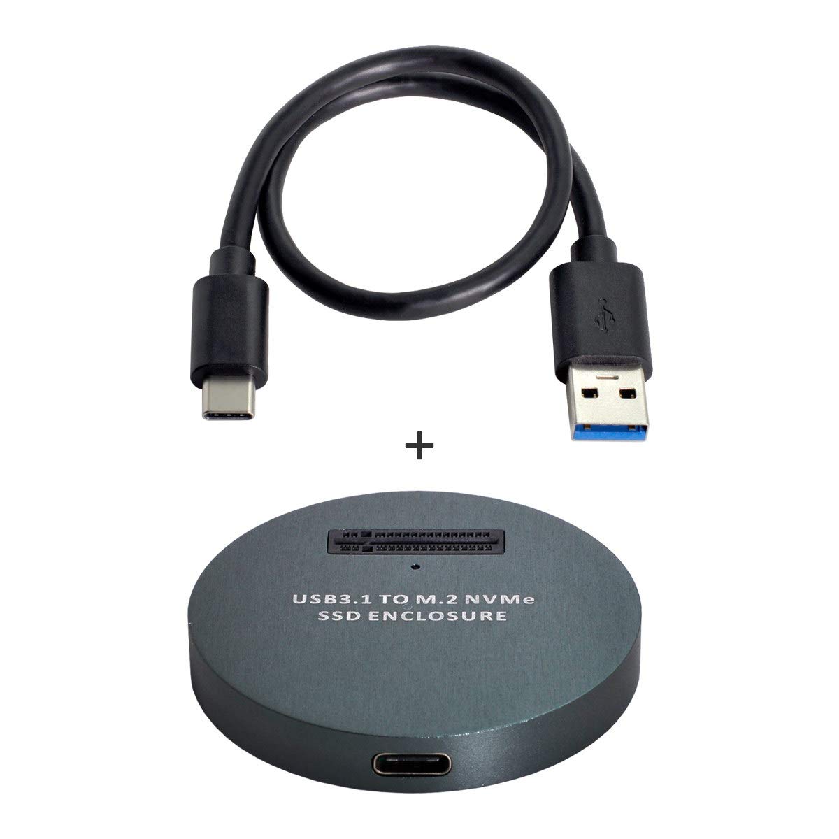 Cablecc USB 3.1 USB-C to NVME M-Key M.2 NGFF SSD External Adapter Vertical Black Color - View 2 of 9
