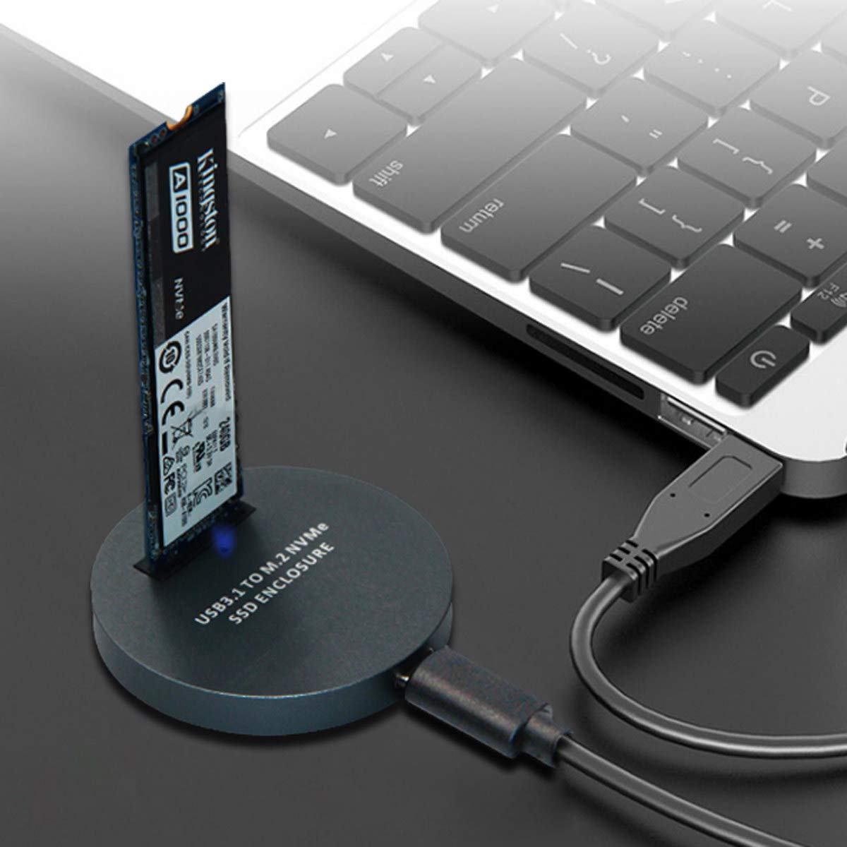 Cablecc USB 3.1 USB-C to NVME M-Key M.2 NGFF SSD External Adapter Vertical Black Color - View 5 of 9