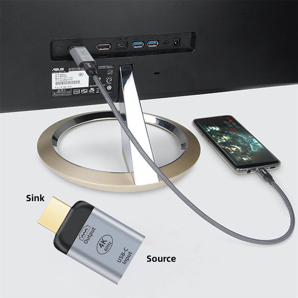 Xiwai USB-C to HDMI Adapter 4K 60Hz for Monitor Tablet Phone Laptop Not Compatible with HDMI Host to Type-C Displays - View 8 of 9