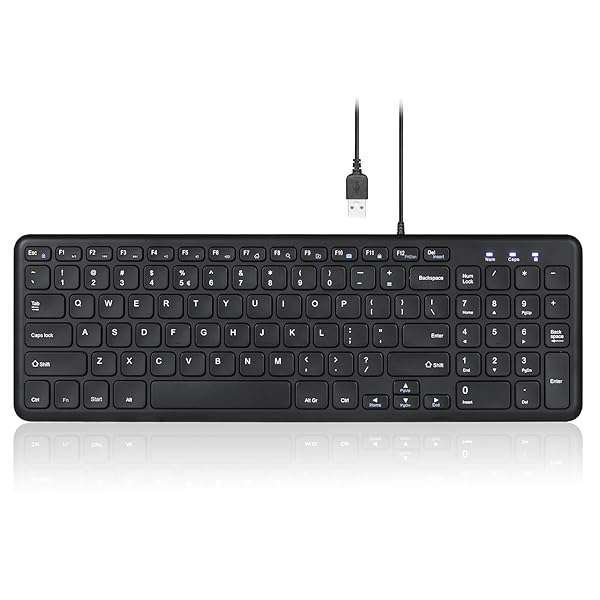 Perixx Perixx PERIBOARD-213U Silent USB Scissor Keyboard - Compact Design with Number Pad - Black US English