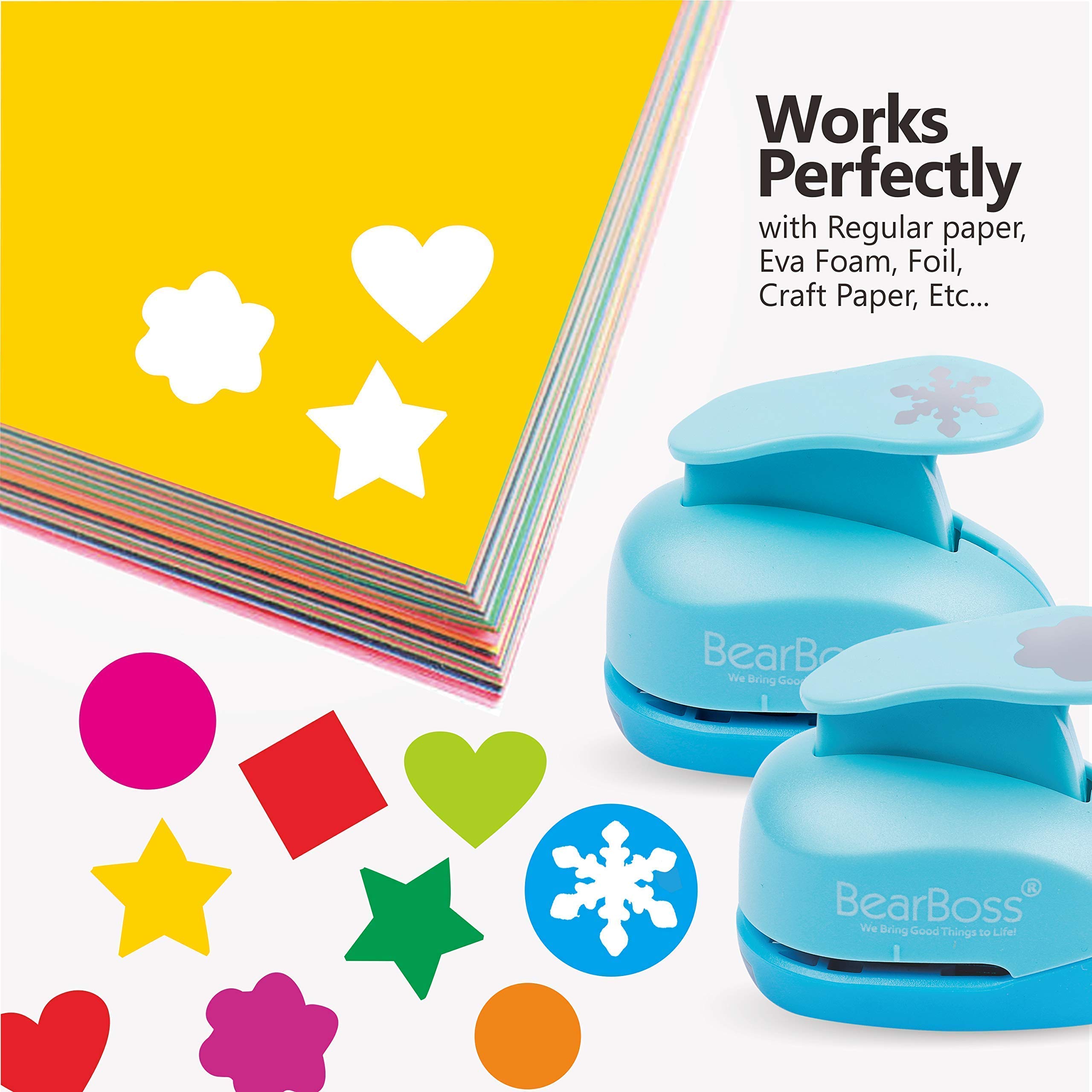 6 Craft Hole Punch Shapes 1 Inch Paper Punches for Scrapbooking and Crafting by BearBoss Ideal for Teachers and Kids Office Supplies - View 5 of 9