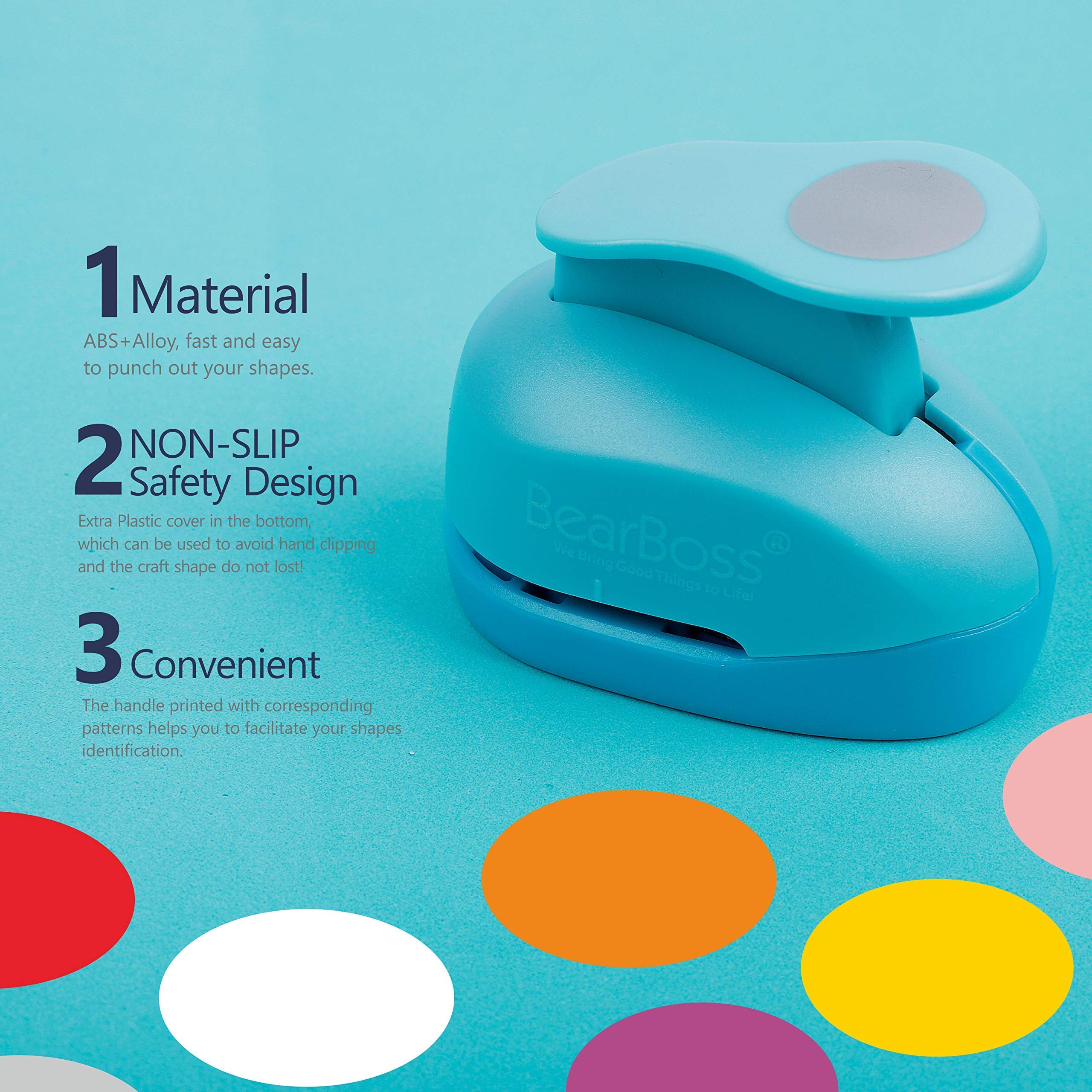 6 Craft Hole Punch Shapes 1 Inch Paper Punches for Scrapbooking and Crafting by BearBoss Ideal for Teachers and Kids Office Supplies - View 6 of 9