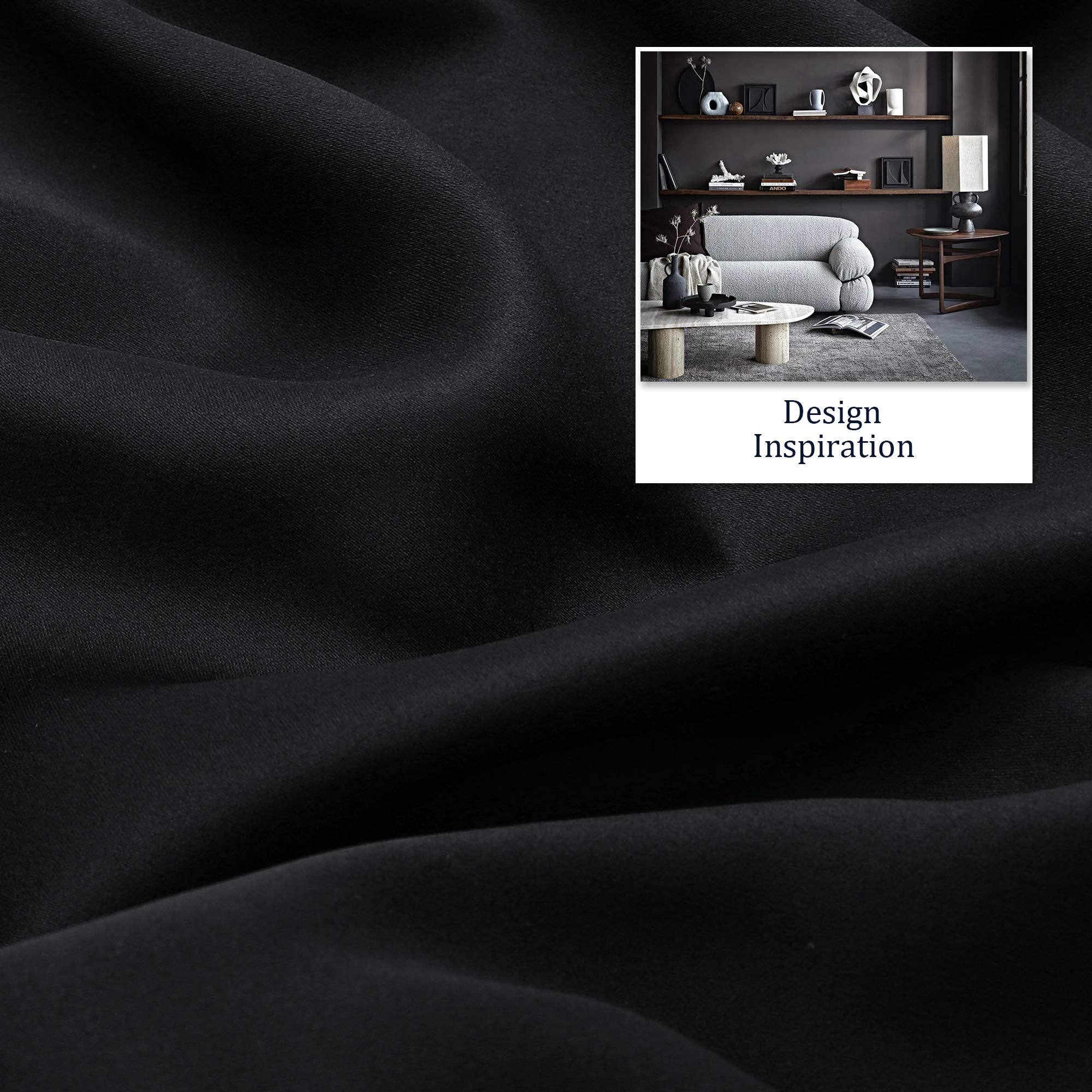 38 Inch Blackout Curtains 2 Panels Thermal Insulating Grommet Drapes for Bathroom Room Darkening Bedroom Curtains Black 45 Inch Width - View 4 of 8