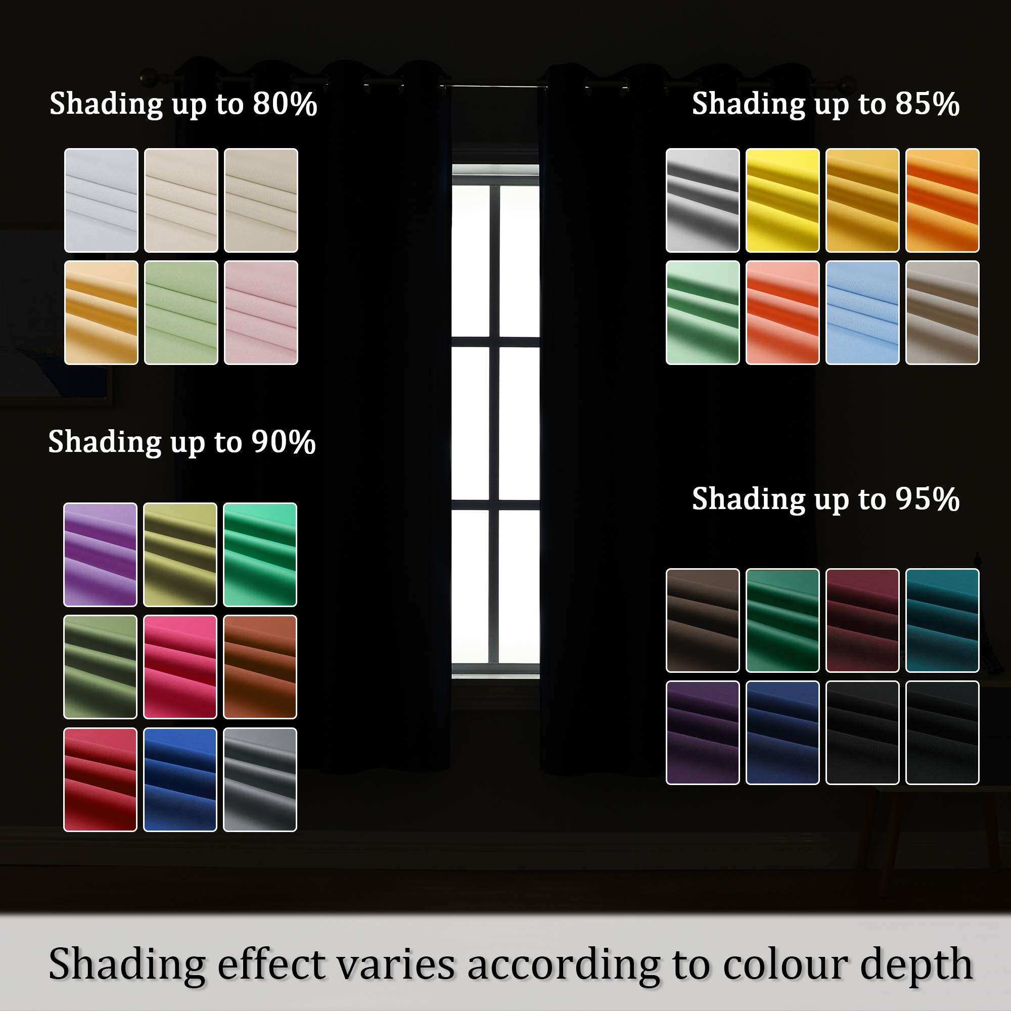 38 Inch Blackout Curtains 2 Panels Thermal Insulating Grommet Drapes for Bathroom Room Darkening Bedroom Curtains Black 45 Inch Width - View 7 of 8