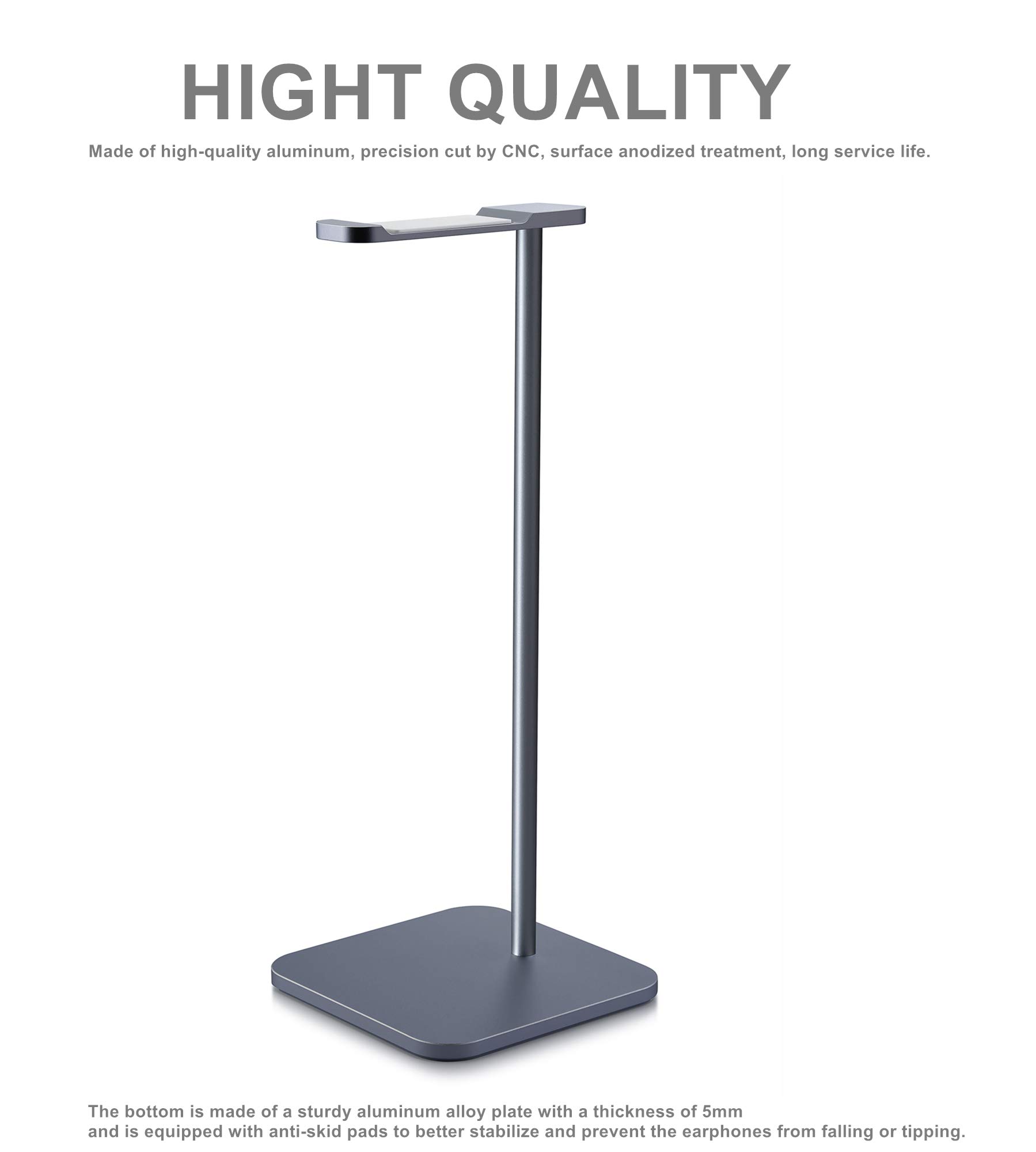 MHQJRH Aluminum Headphones Stand Holder for All Gaming and Wireless Headsets in Space Gray - View 3 of 8