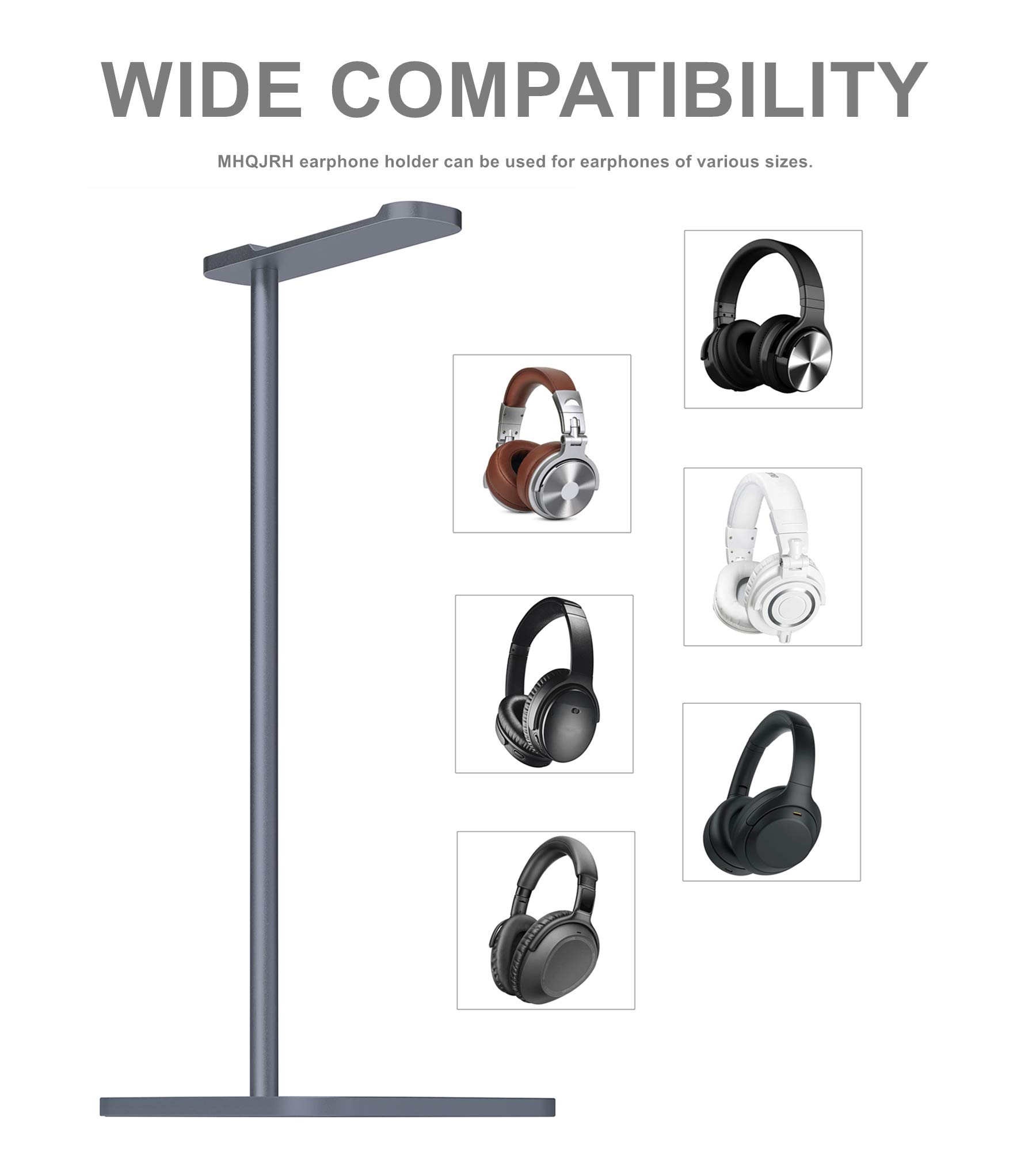 MHQJRH Aluminum Headphones Stand Holder for All Gaming and Wireless Headsets in Space Gray - View 4 of 8