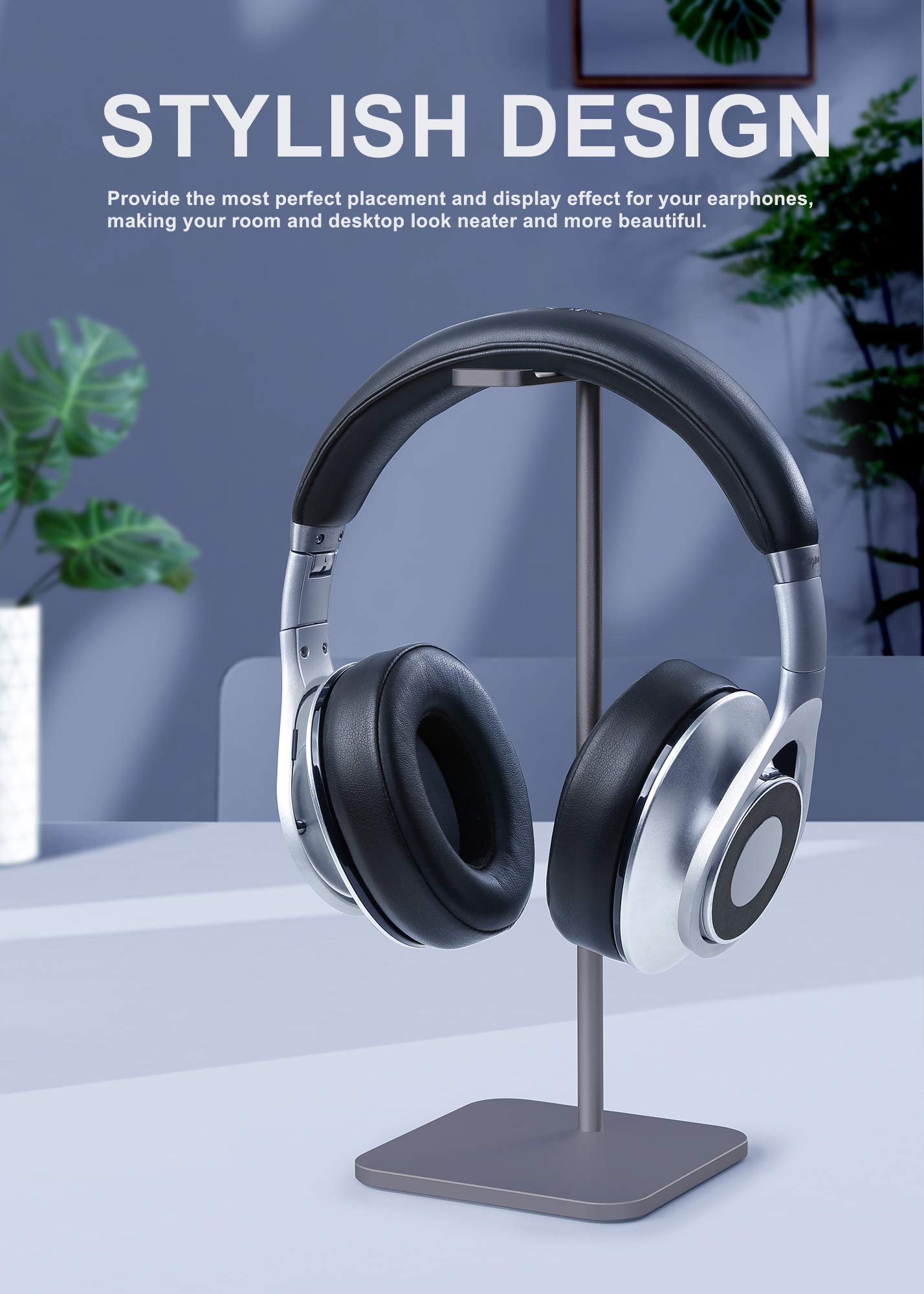 MHQJRH Aluminum Headphones Stand Holder for All Gaming and Wireless Headsets in Space Gray - View 6 of 8