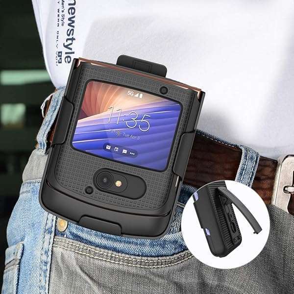 Nakedcellphone Motorola RAZR 5G Case with Clip & Holster - Slim Hard Shell Cover for Moto RAZR 2020 XT2071 - View 8 of 11