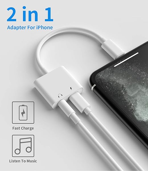 zoyuzan Apple MFi Certified Headphones Adapter & Charger Splitter for iPhone & iPad - Lightning to 3.5mm Dongle - View 4 of 8