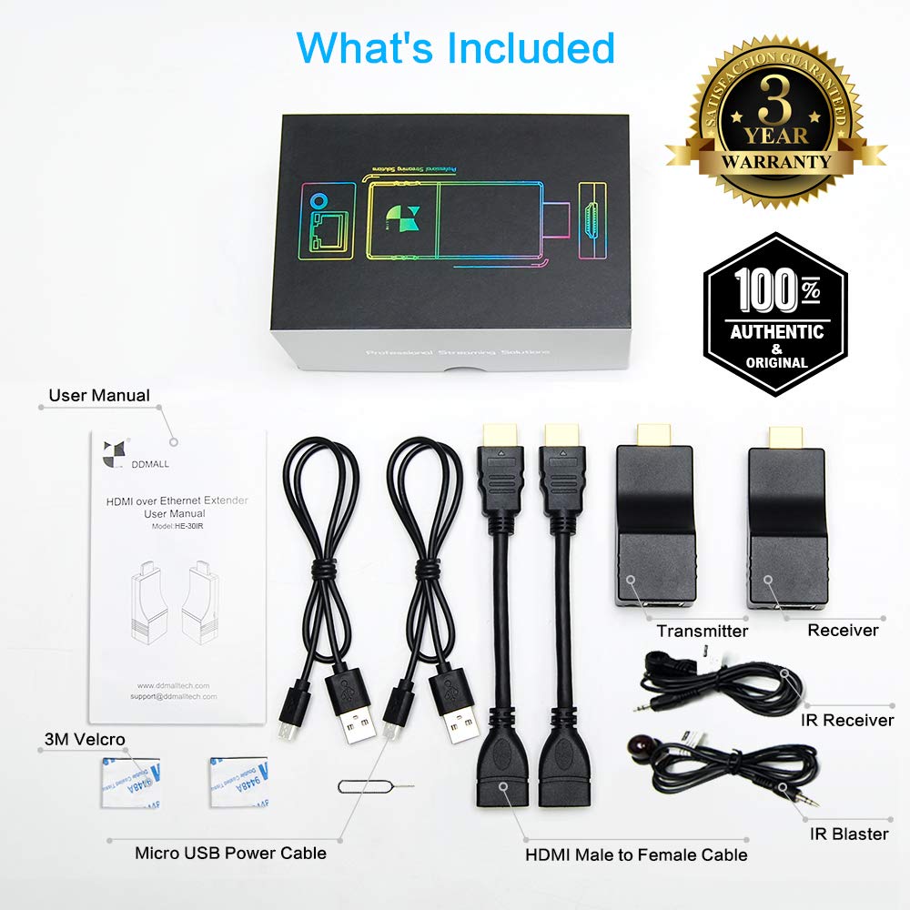 DDMALL Mini 4K HDMI Extender Over Single CAT5e/CAT6/7 Cable with IR Remote 230ft at 4K 60Hz 295ft at 1080P POC HDR HDMI 2.0 HDCP 2.2 1.4 EDID - View 9 of 9