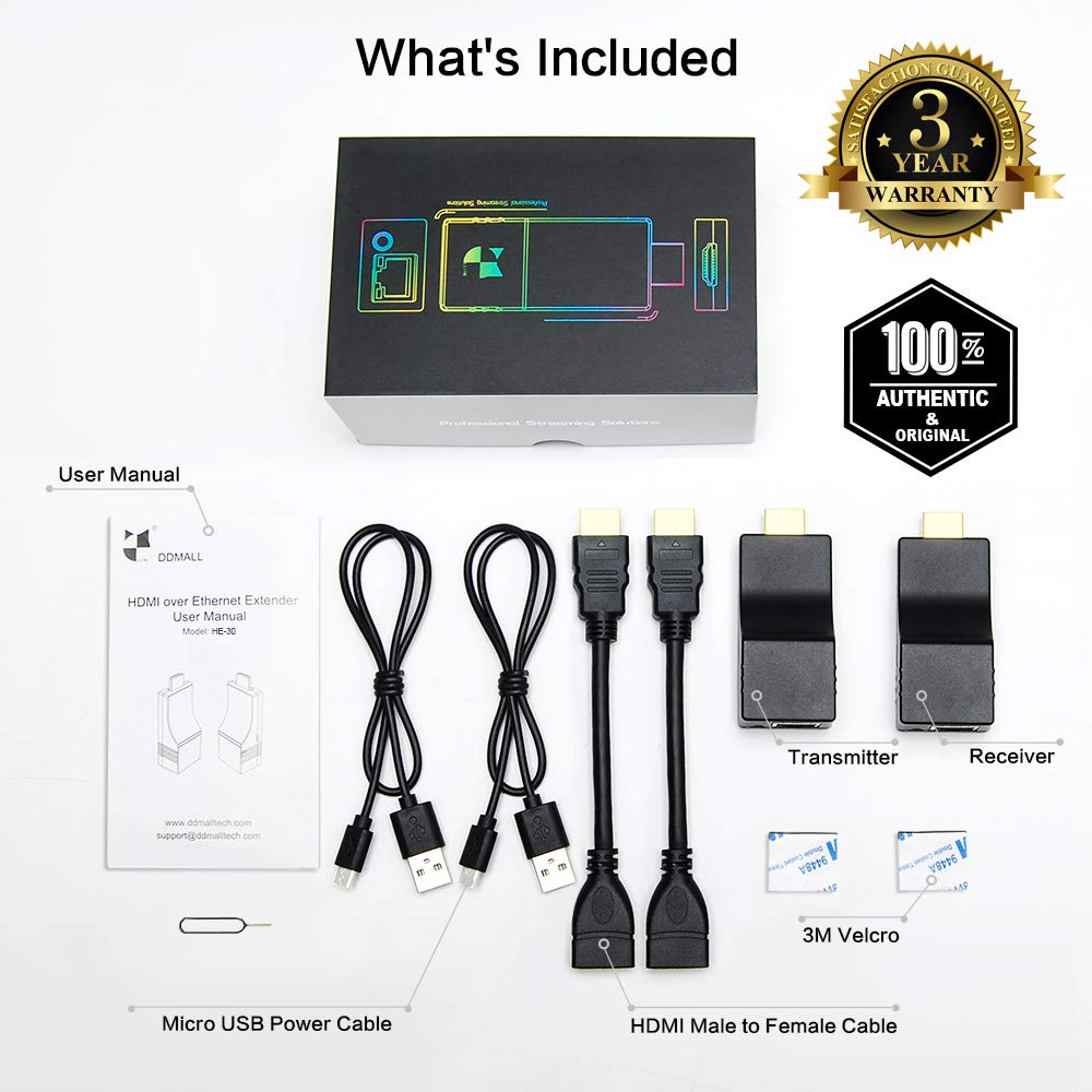 DDMALL 4K HDMI Extender Over CAT5e/6/7 Cable with IR Remote Up to 230ft 4K60Hz Supports Loop Out HDR HDCP 2.2 EDID HDMI 2.0 SPDIF and Analog Audio - View 8 of 8