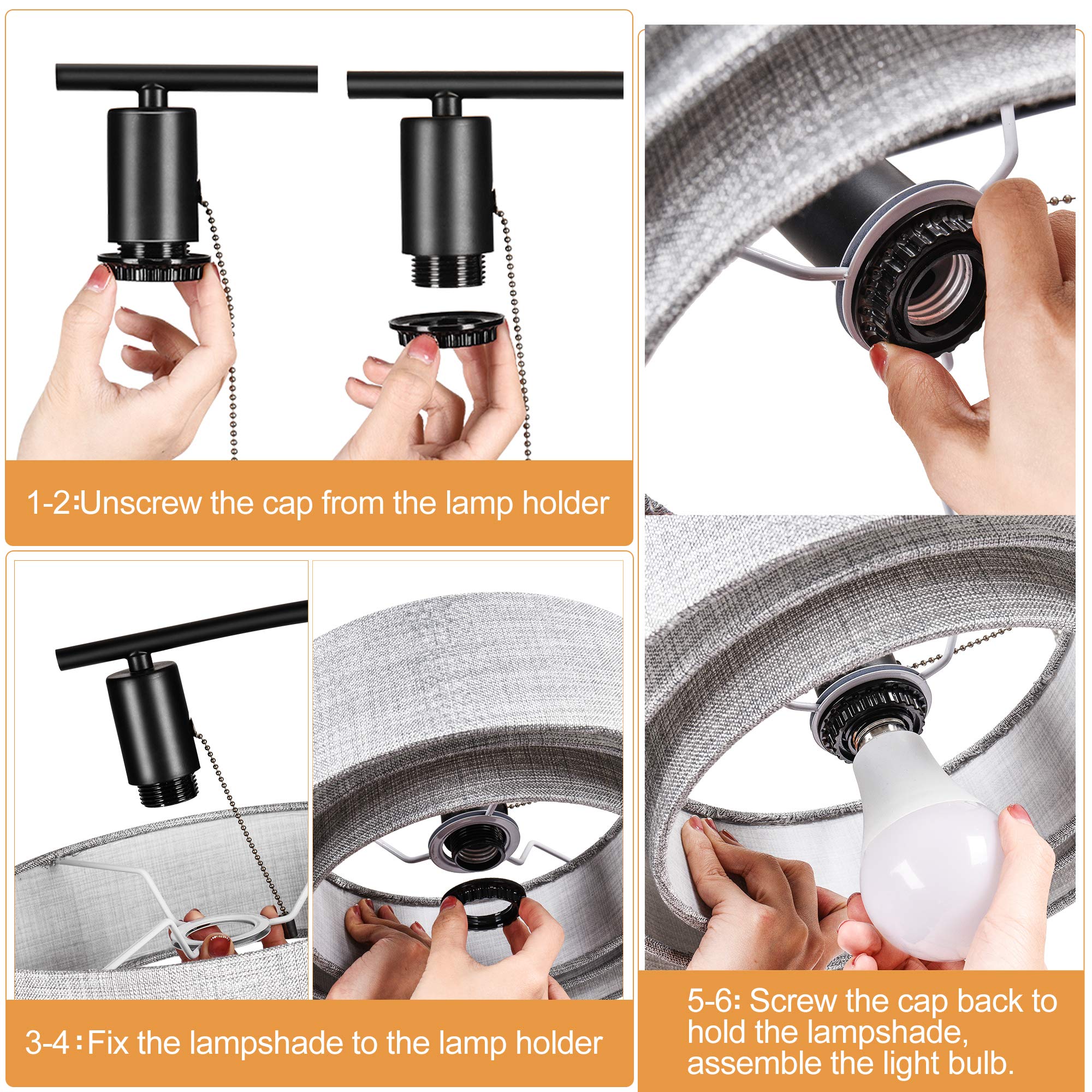 EDISLIVE 3-tier Drum Linen Lamp Shade Replacement for Pendant Floor Chandelier Classic Round Clip on Bulb Cover Only - View 4 of 7