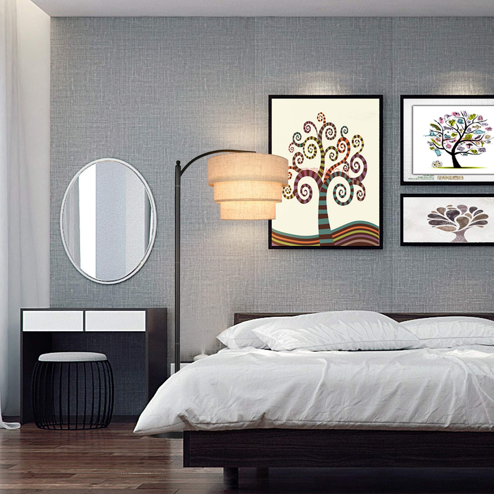 EDISLIVE 3-tier Drum Linen Lamp Shade Replacement for Pendant Floor Chandelier Classic Round Clip on Bulb Cover Only - View 6 of 7