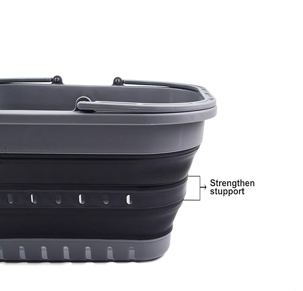 SAMMART Buy SAMMART 19L Collapsible Tub - Portable Picnic Basket & Space-Saving Storage Container (Grey/Black) - View 4 of 7