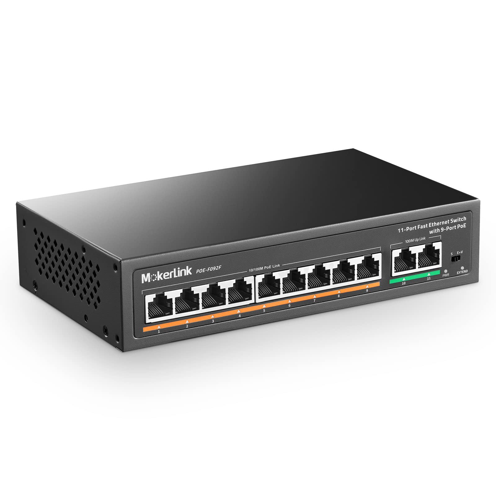 MokerLink 8 Port PoE Switch 6 PoE+ Ports 2 Uplink 100Mbps 78W AI Detection Fanless Metal Plug and Play Network Switch