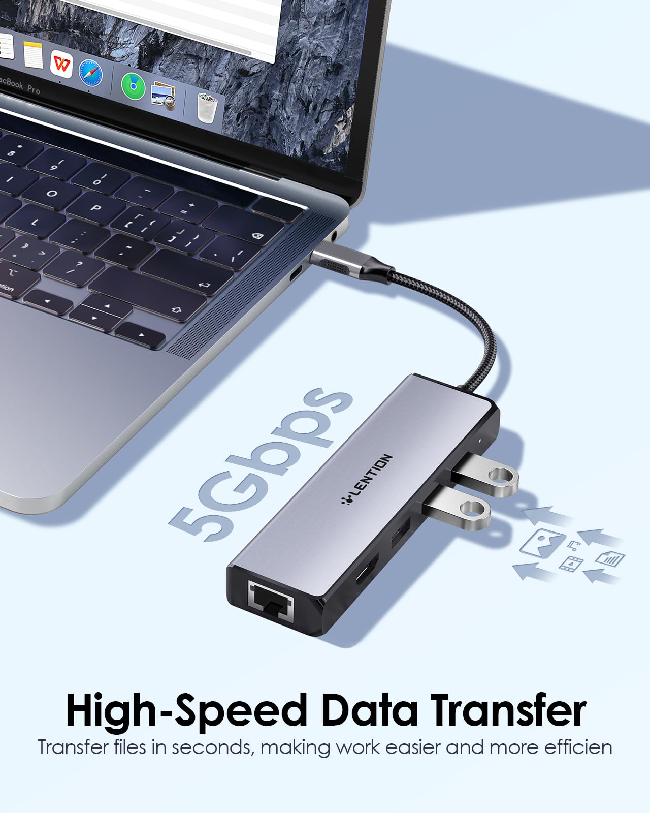 Lention USB C Hub with Gigabit Ethernet 4K HDMI and 3 USB 3.0 Ports for MacBook Pro Air Dell Lenovo HP Laptops Space Gray - View 5 of 8