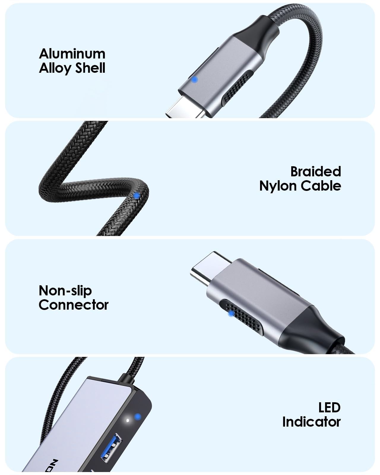 Lention USB C Hub with Gigabit Ethernet 4K HDMI and 3 USB 3.0 Ports for MacBook Pro Air Dell Lenovo HP Laptops Space Gray - View 6 of 8