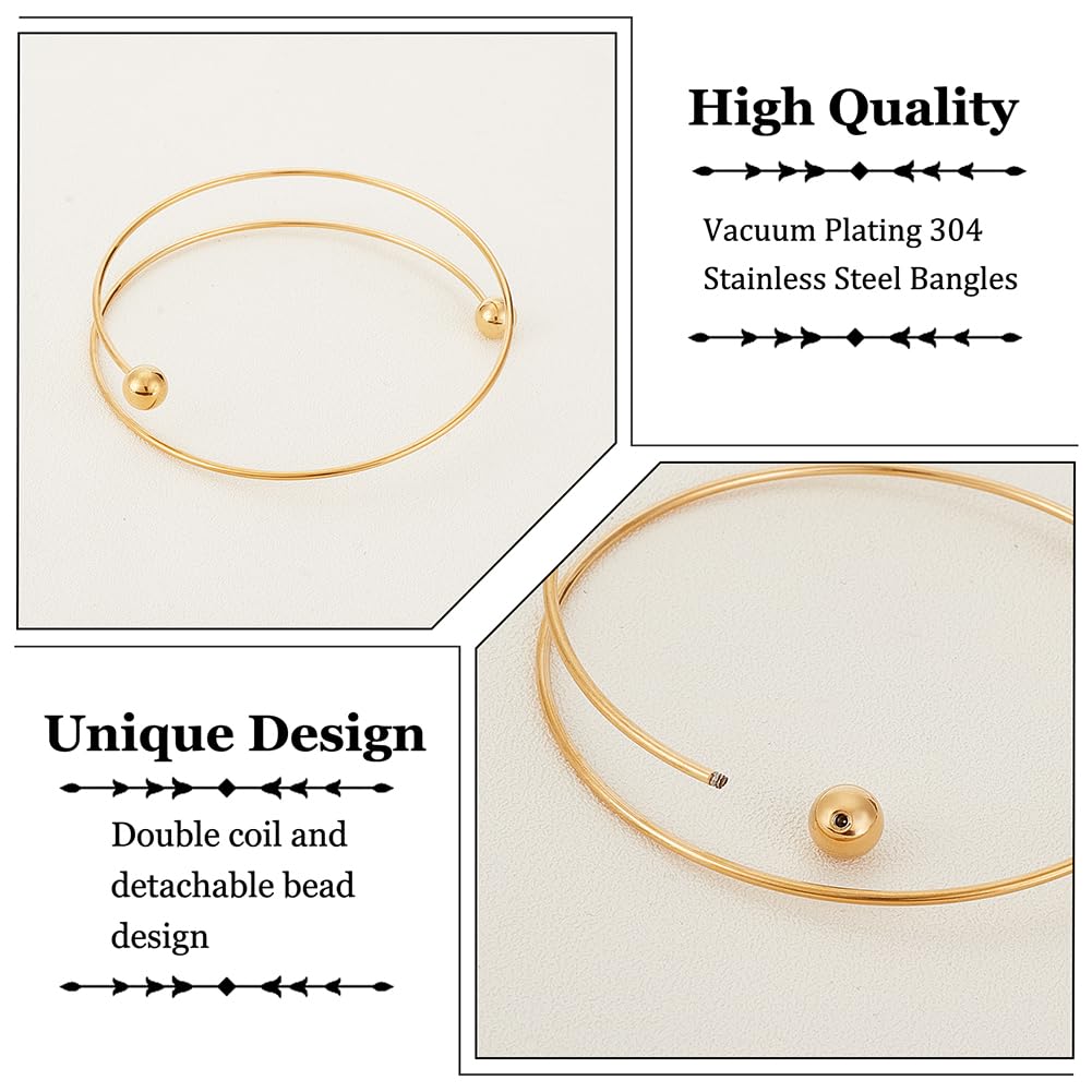 OLYCRAFT 10pcs 2.5 Inch Expandable Blank Bangle Bracelets Gold Silver Stainless Steel Wire for Jewelry Making - View 4 of 7