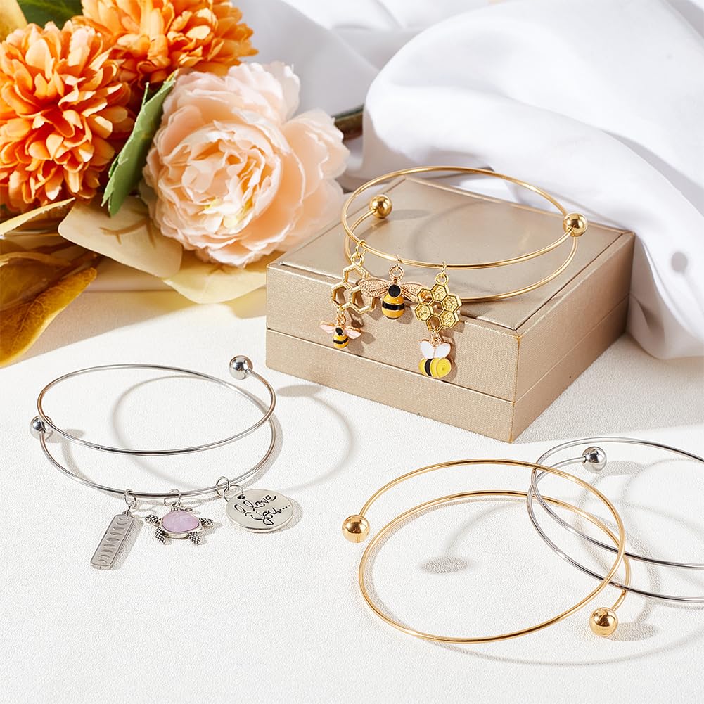 OLYCRAFT 10pcs 2.5 Inch Expandable Blank Bangle Bracelets Gold Silver Stainless Steel Wire for Jewelry Making - View 5 of 7