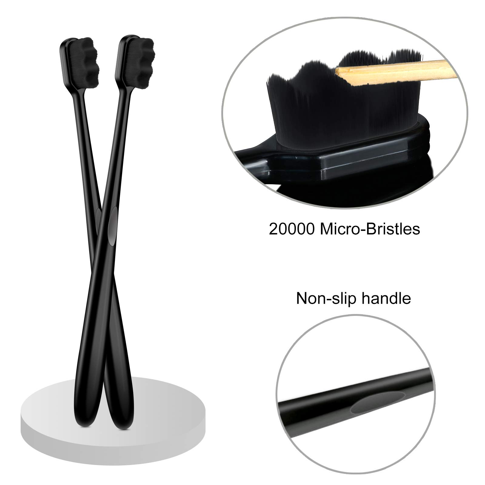 Patelai 8 Pieces Extra Soft Micro Nano Toothbrush for Adults with 20000 Bristles Black and White Handle for Gentle Oral Care - View 5 of 7