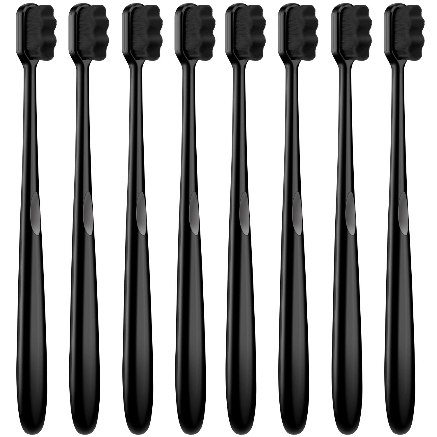 Patelai 8 Pieces Extra Soft Micro Nano Toothbrush for Adults with 20000 Bristles Black and White Handle for Gentle Oral Care