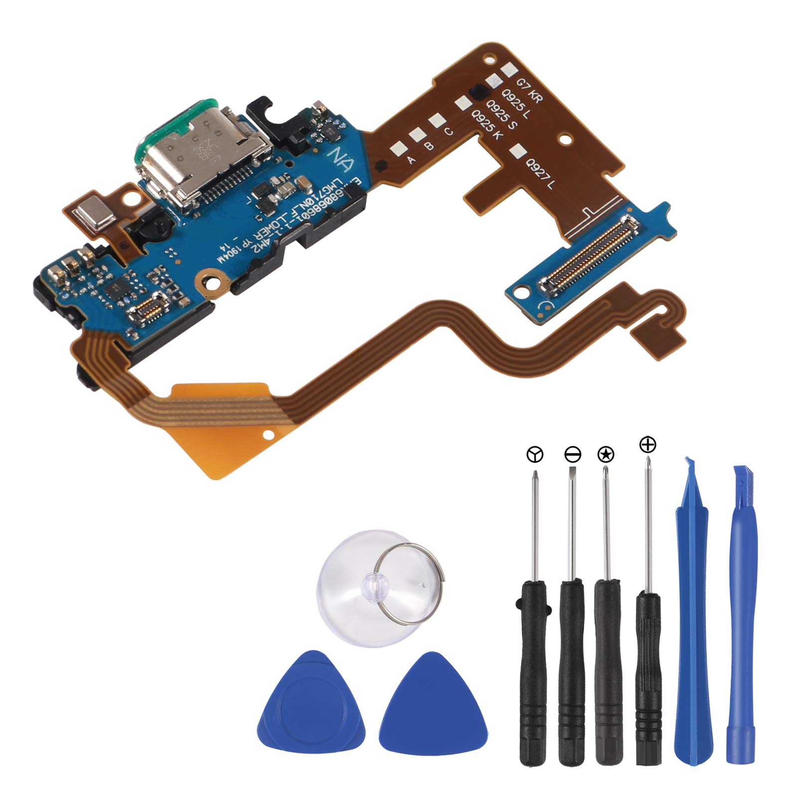 Atnsinc LG G7 ThinQ USB Dock Connector Charging Port Replacement with Mic Flex Cable & Repair Tools - G710VM Compatible