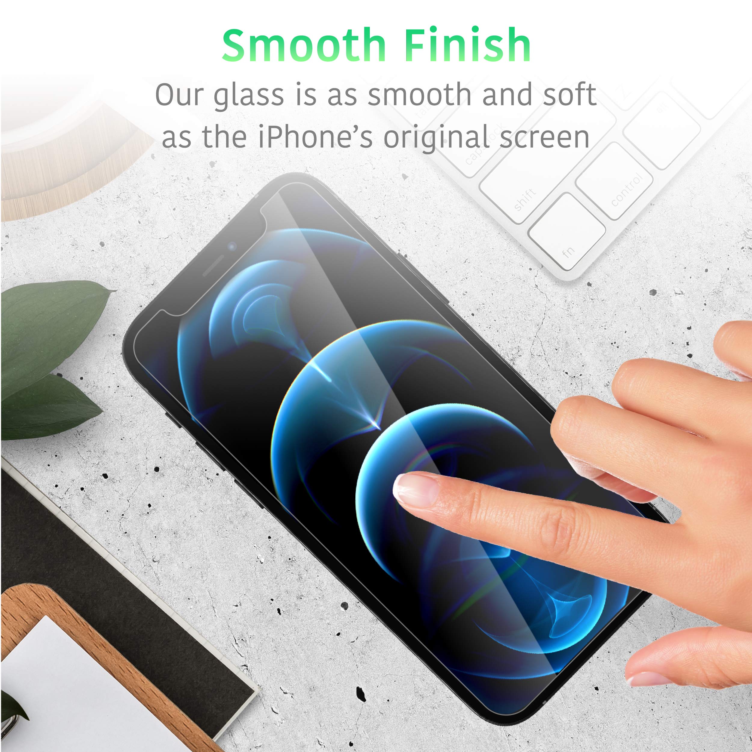 TalkWorks Premium Tempered Glass Screen Protector for iPhone 12 13 14 Pack of 3 Anti-Glare Ultra Thin Crack Proof with Installation Tray - View 3 of 8