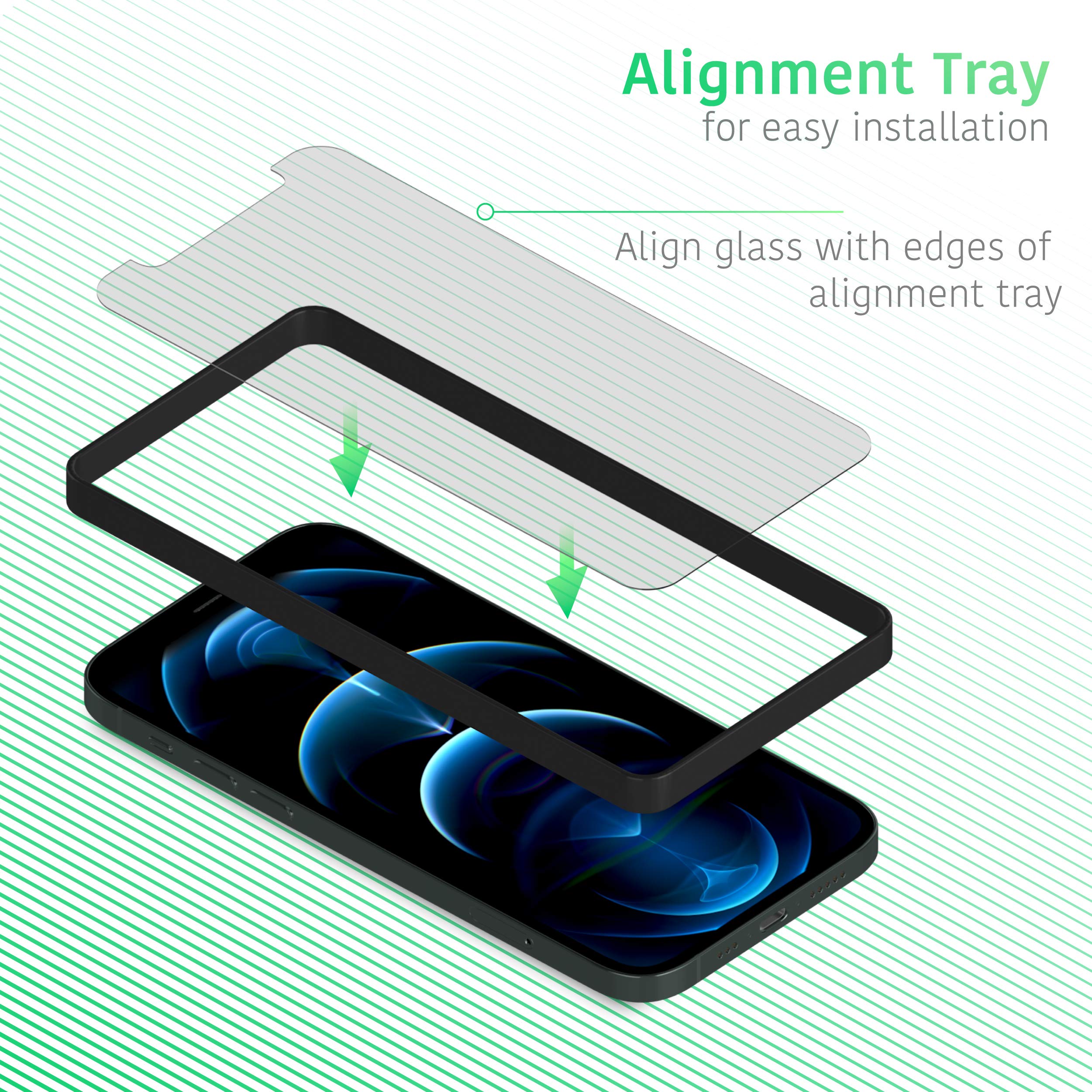 TalkWorks Premium Tempered Glass Screen Protector for iPhone 12 13 14 Pack of 3 Anti-Glare Ultra Thin Crack Proof with Installation Tray - View 6 of 8