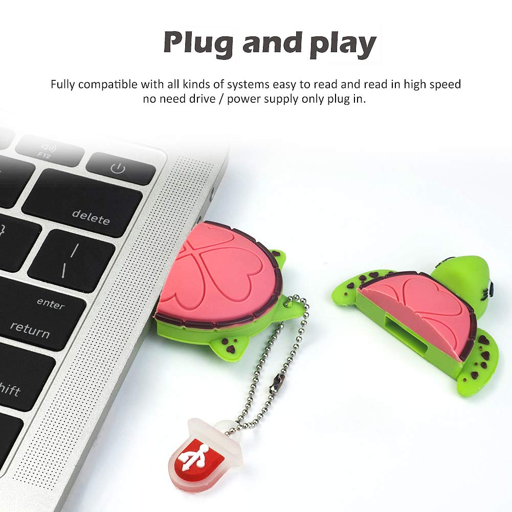 LEIZHAN 16GB Cute Turtle Flash Drive USB 2.0 Cartoon Animal Memory Stick Gift for Kids Teachers Friends Pink - View 3 of 6