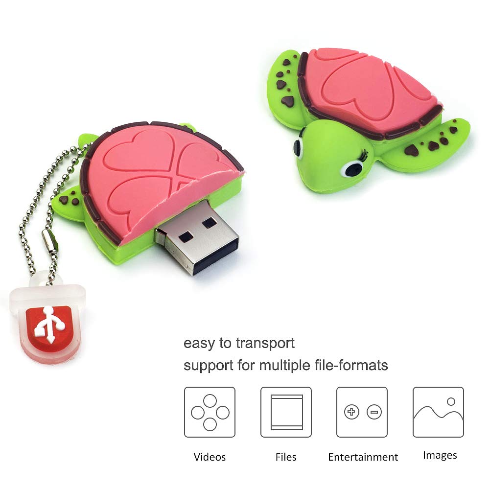 LEIZHAN 16GB Cute Turtle Flash Drive USB 2.0 Cartoon Animal Memory Stick Gift for Kids Teachers Friends Pink - View 4 of 6