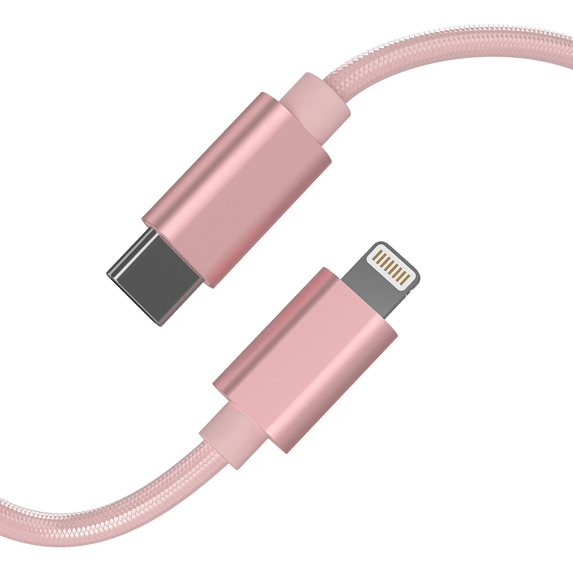 TalkWorks 10' USB C to Lightning Cable for iPhone 14/13/12 - MFI Certified, Braided, Rose Gold