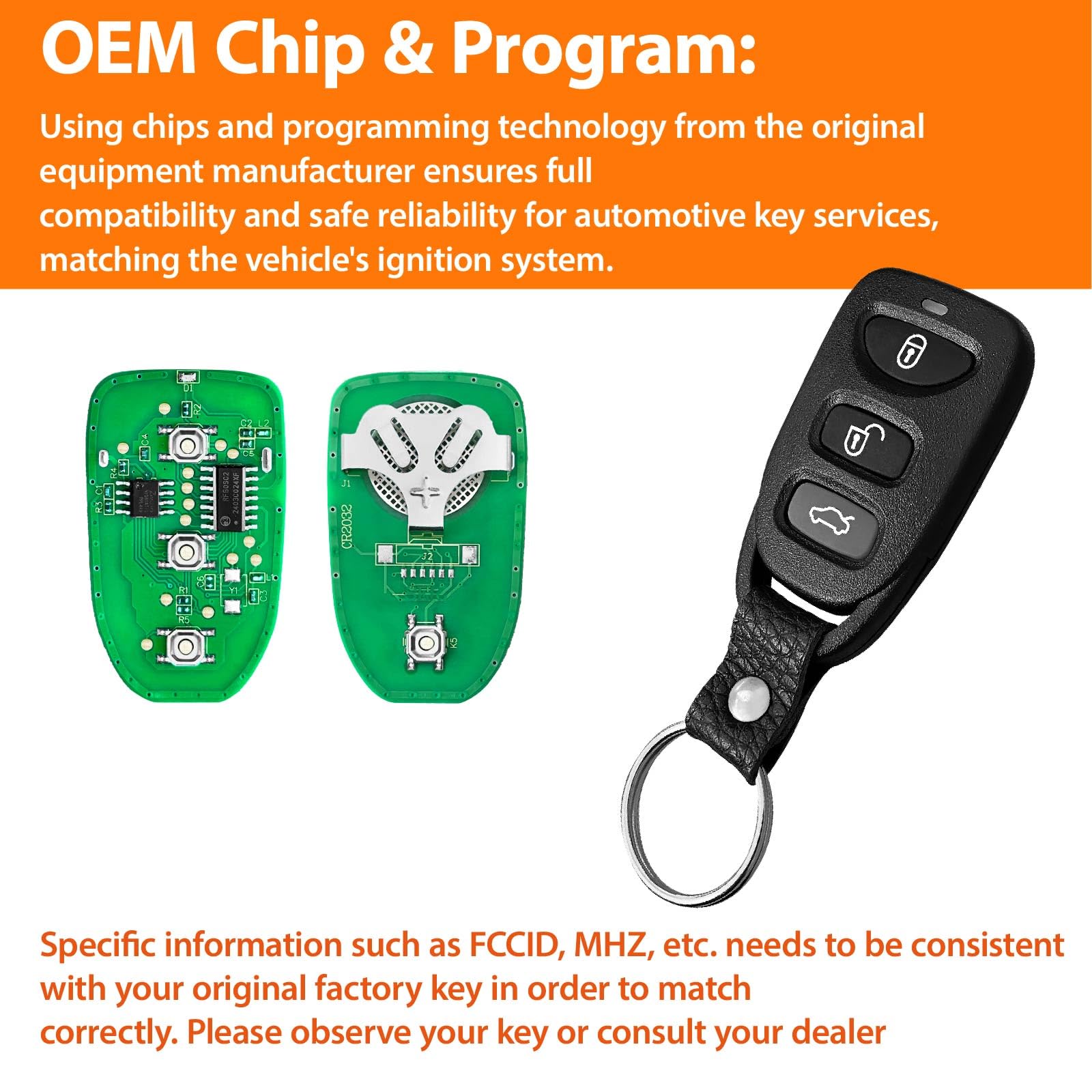 TG Auto Keyless Key Fob Remote Control Replacement for 2011 to 2016 Hyundai Elantra OSLOKA360T 315MHz 4 Buttons - View 4 of 6