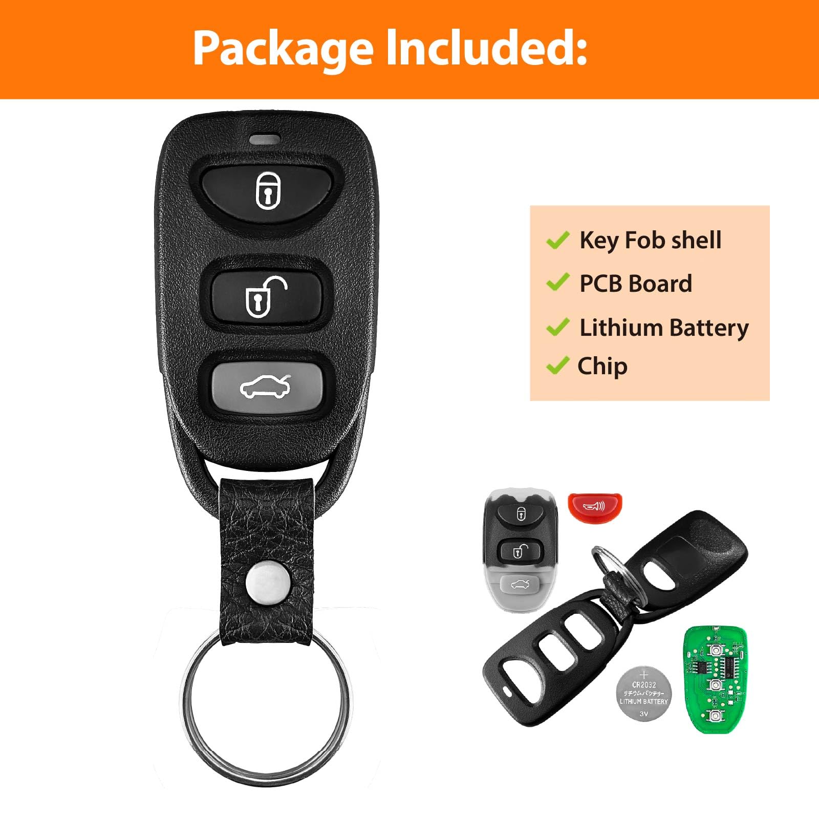 TG Auto Keyless Key Fob Remote Control Replacement for 2011 to 2016 Hyundai Elantra OSLOKA360T 315MHz 4 Buttons - View 5 of 6