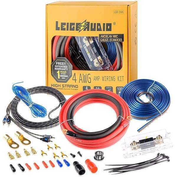 LEIGESAUDIO True 4 AWG Amp Wiring Kit for Car Subwoofers - Easy Installation for Powerful Audio Connections