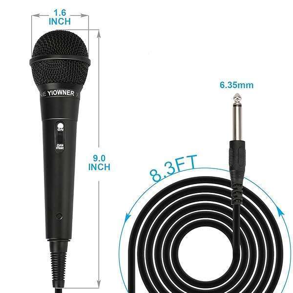 YIOWNER YIOWNER Wired Karaoke Microphone - Handheld Dynamic Mic with 2.5m Cable for Singing, Speakers, AMP & Mixer - View 5 of 8