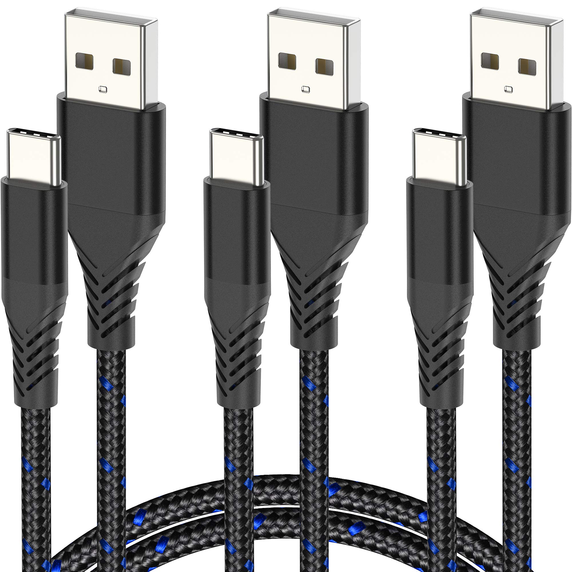 3ft USB C Charger Cord 3 Pack Braided Fast Charging Cable Compatible with iPhone 15 Pro Samsung Galaxy S22 Ultra Google Pixel 8 Pro - View 8 of 8