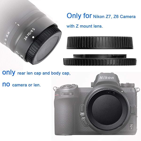 WH1916 Z50 Rear Lens Cap and Body Cap Set for Nikon Z50 Z5 Z6 Z7 Compatible with Z Mount Replace LF-N1 and BF-N1 Caps - View 3 of 4