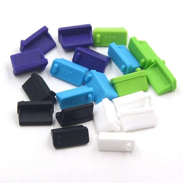 LampVPath 20 Pcs Silicone USB Type A Dust Covers - Colorful Protectors for PC & Laptop Ports