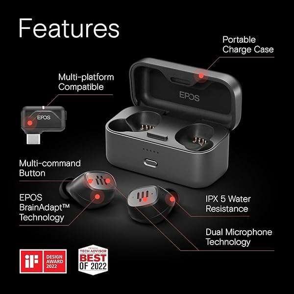 EPOS EPOS GTW 270 Hybrid Wireless Gaming Earbuds: Bluetooth, Noise Reduction, IPX5, 20H Playtime & Ergonomic Fit - View 5 of 10