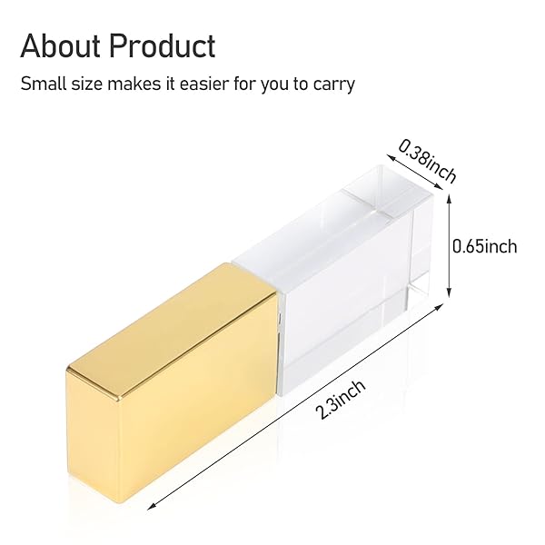 Laak Laak 32GB Crystal Transparent Rectangle USB Flash Drive 3.0 Wedding Gift Pendrive Gold - View 6 of 11