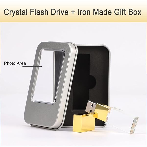 Laak Laak 32GB Crystal Transparent Rectangle USB Flash Drive 3.0 Wedding Gift Pendrive Gold - View 8 of 11