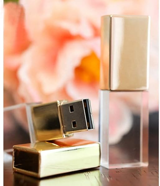 Laak Laak 32GB Crystal Transparent Rectangle USB Flash Drive 3.0 Wedding Gift Pendrive Gold - View 9 of 11