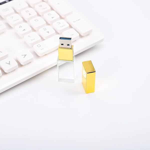 Laak Laak 32GB Crystal Transparent Rectangle USB Flash Drive 3.0 Wedding Gift Pendrive Gold - View 11 of 11