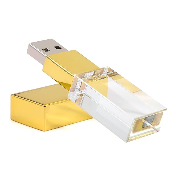 Laak Laak 32GB Crystal Transparent Rectangle USB Flash Drive 3.0 Wedding Gift Pendrive Gold - View 2 of 11