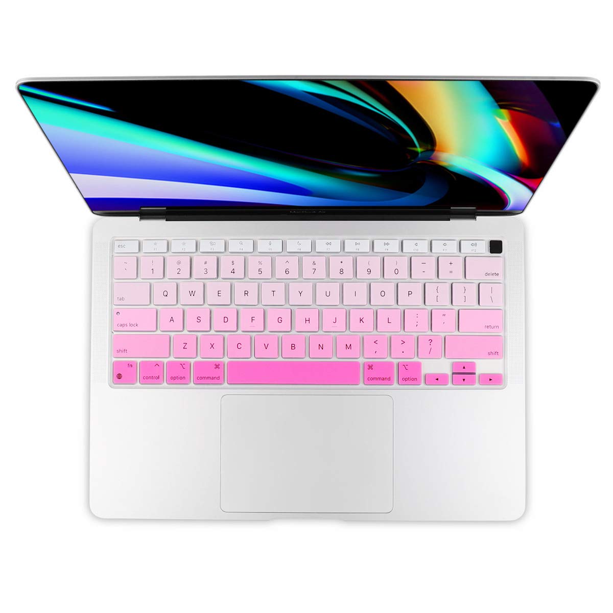 Batianda Ultra Thin Ombre Color Keyboard Cover for MacBook Air 13 Inch 2020 A2337 M1 Chip Waterproof Durable Silicone Skin Gradient Pink - View 2 of 7